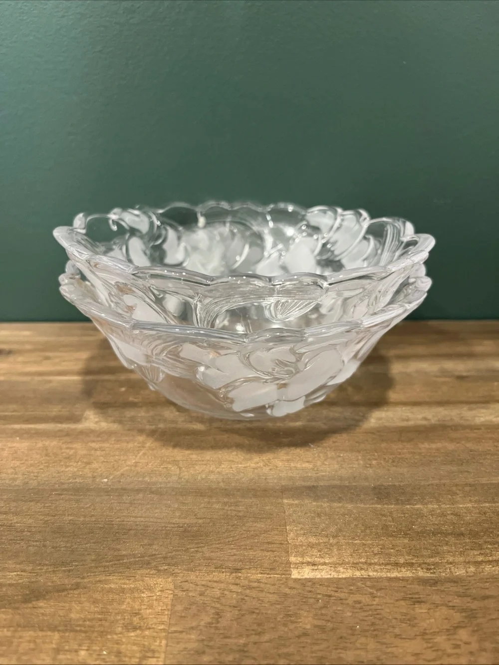 Clear Floral Glass Serving Bowls - Elegant Set of 2